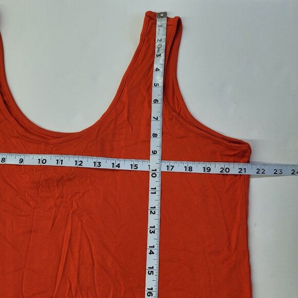 Queen Collection Shirt Womens XL Orange Tank Top Scoop Neck Slinky Tunic Length - Picture 7 of 9